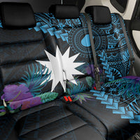 Blue Nauru Back Car Seat Cover Naoero Map With Polynesian Tropical Flowers LT14 - Polynesian Pride
