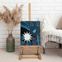 Blue Nauru Canvas Wall Art Naoero Map With Polynesian Tropical Flowers LT14 - Polynesian Pride