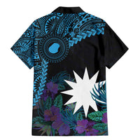 Blue Nauru Family Matching Mermaid Dress and Hawaiian Shirt Naoero Map With Polynesian Tropical Flowers LT14 - Polynesian Pride