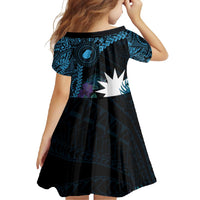 Blue Nauru Family Matching Off Shoulder Maxi Dress and Hawaiian Shirt Naoero Map With Polynesian Tropical Flowers LT14 - Polynesian Pride