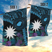 Blue Nauru Garden Flag Naoero Map With Polynesian Tropical Flowers LT14 - Polynesian Pride