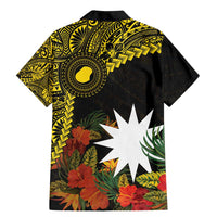Gold Nauru Family Matching Mermaid Dress and Hawaiian Shirt Naoero Map With Polynesian Tropical Flowers LT14 - Polynesian Pride