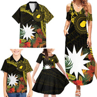 Gold Nauru Family Matching Summer Maxi Dress and Hawaiian Shirt Naoero Map With Polynesian Tropical Flowers LT14 - Polynesian Pride