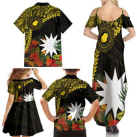 Gold Nauru Family Matching Summer Maxi Dress and Hawaiian Shirt Naoero Map With Polynesian Tropical Flowers LT14 - Polynesian Pride