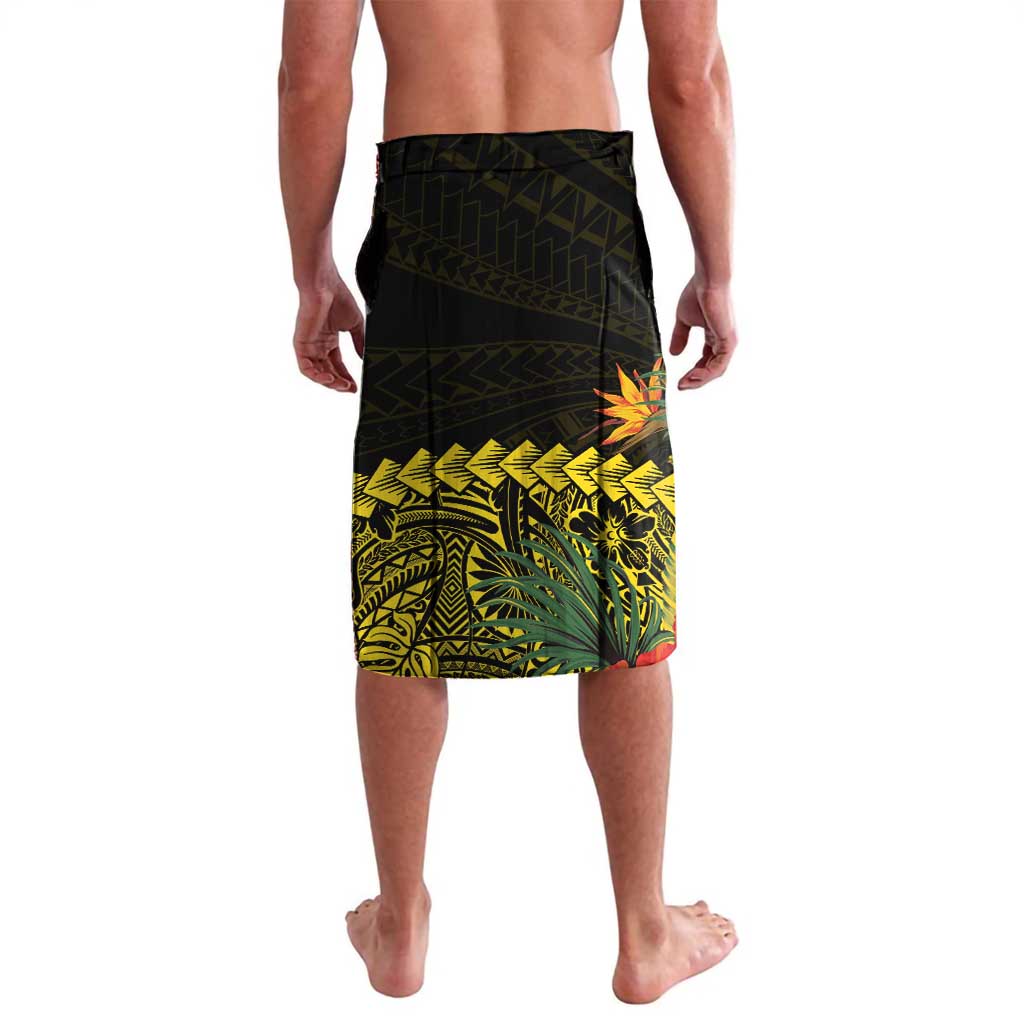Gold Nauru Lavalava Naoero Map With Polynesian Tropical Flowers