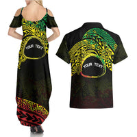 Personalised Nukuoro Atoll Couples Matching Summer Maxi Dress and Hawaiian Shirt Polynesian Tattoo Curves Reggae Version LT14 - Polynesian Pride