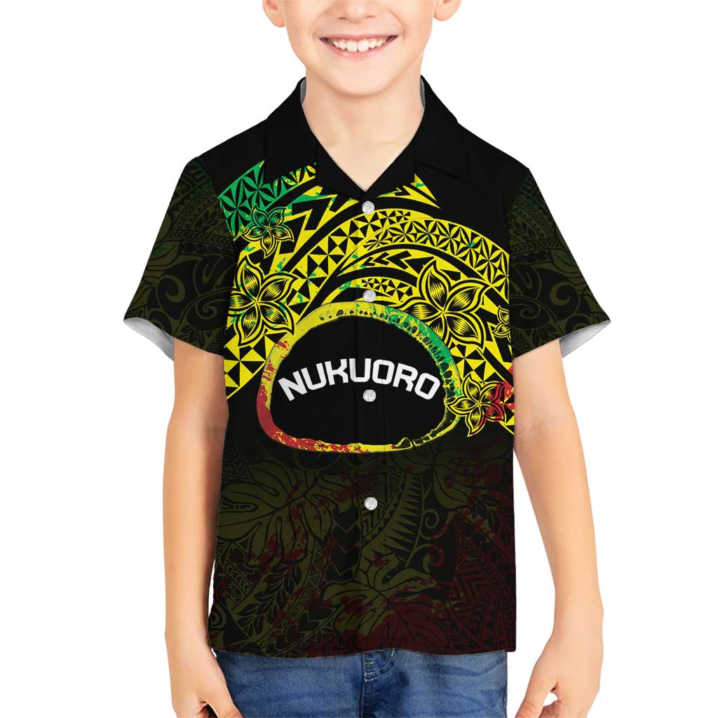 Personalised Nukuoro Atoll Family Matching Long Sleeve Bodycon Dress and Hawaiian Shirt Polynesian Tattoo Curves Reggae Version LT14 Son's Shirt Reggae - Polynesian Pride