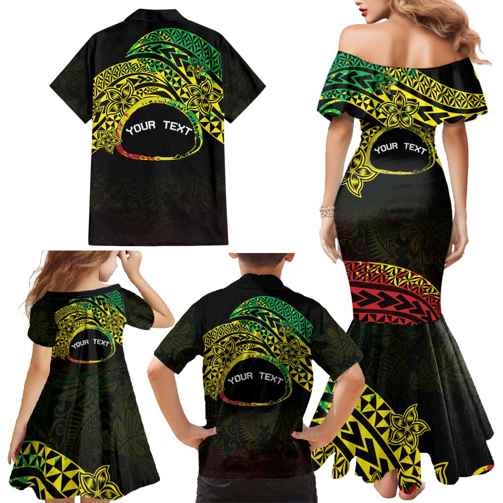 Personalised Nukuoro Atoll Family Matching Mermaid Dress and Hawaiian Shirt Polynesian Tattoo Curves Reggae Version LT14 - Polynesian Pride