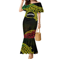 Personalised Nukuoro Atoll Family Matching Mermaid Dress and Hawaiian Shirt Polynesian Tattoo Curves Reggae Version LT14 Mom's Dress Reggae - Polynesian Pride