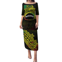 Personalised Nukuoro Atoll Family Matching Puletasi and Hawaiian Shirt Polynesian Tattoo Curves Reggae Version LT14 Mom's Dress Reggae - Polynesian Pride