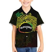 Personalised Nukuoro Atoll Family Matching Puletasi and Hawaiian Shirt Polynesian Tattoo Curves Reggae Version LT14 Son's Shirt Reggae - Polynesian Pride