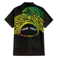 Personalised Nukuoro Atoll Family Matching Short Sleeve Bodycon Dress and Hawaiian Shirt Polynesian Tattoo Curves Reggae Version LT14 - Polynesian Pride