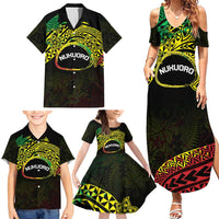 Personalised Nukuoro Atoll Family Matching Summer Maxi Dress and Hawaiian Shirt Polynesian Tattoo Curves Reggae Version LT14 - Polynesian Pride