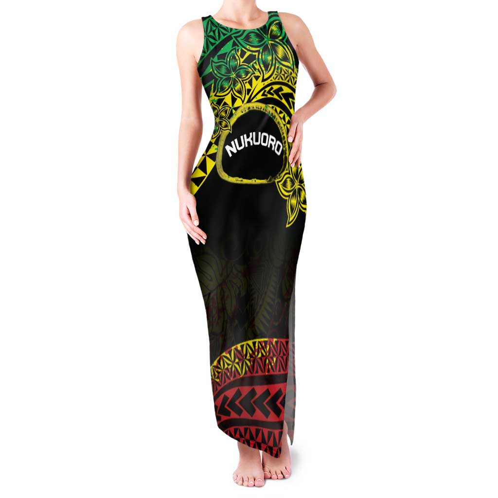 Personalised Nukuoro Atoll Family Matching Tank Maxi Dress and Hawaiian Shirt Polynesian Tattoo Curves Reggae Version LT14 Mom's Dress Reggae - Polynesian Pride