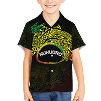 Personalised Nukuoro Atoll Family Matching Tank Maxi Dress and Hawaiian Shirt Polynesian Tattoo Curves Reggae Version LT14 Son's Shirt Reggae - Polynesian Pride