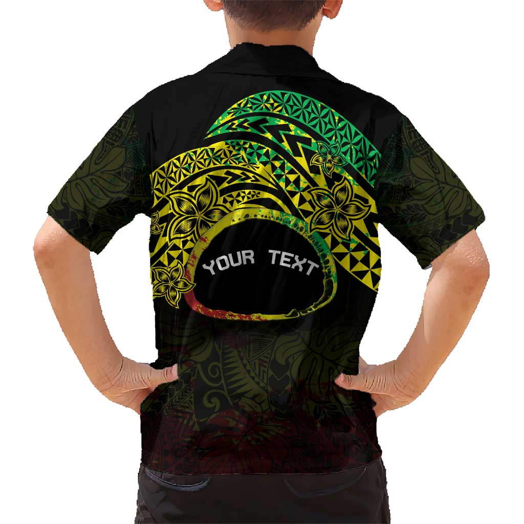 Personalised Nukuoro Atoll Kid Hawaiian Shirt Polynesian Tattoo Curves Reggae Version