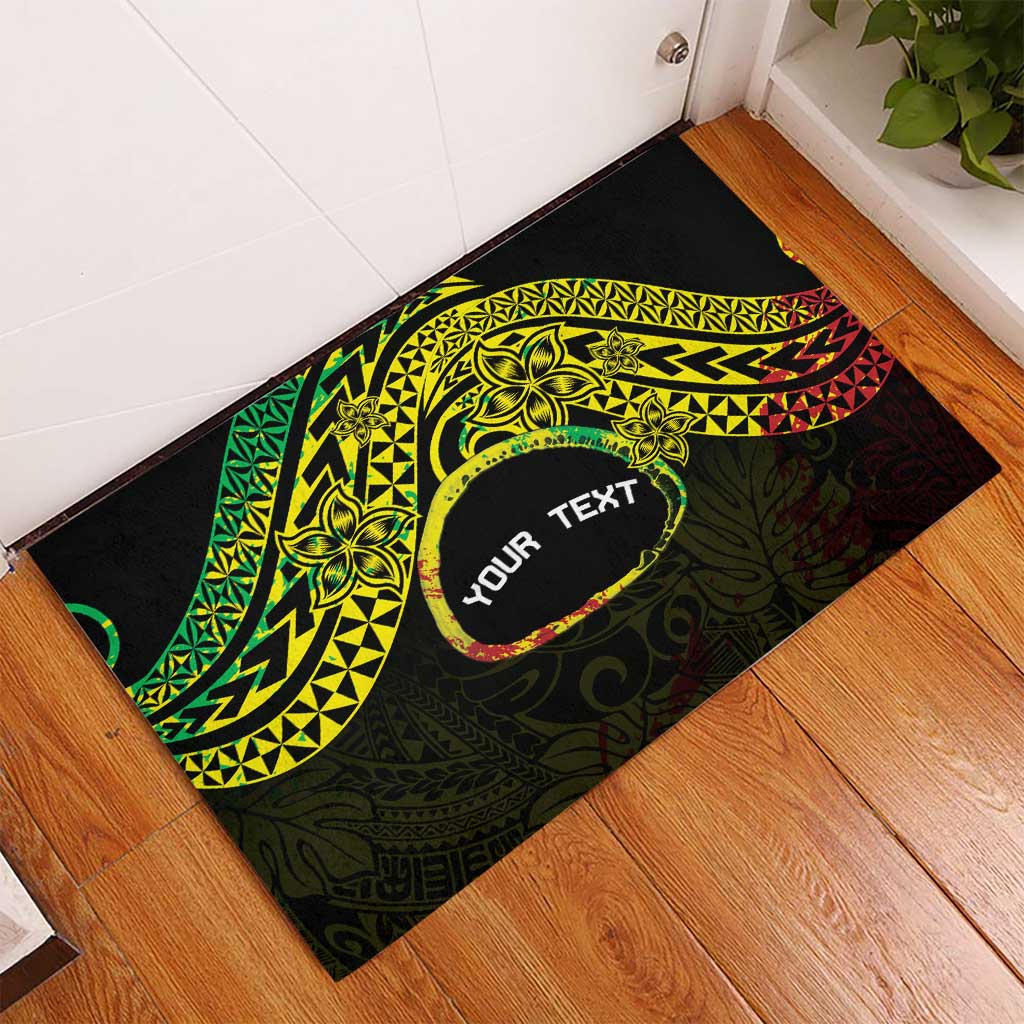Personalised Nukuoro Atoll Rubber Doormat Polynesian Tattoo Curves Reggae Version