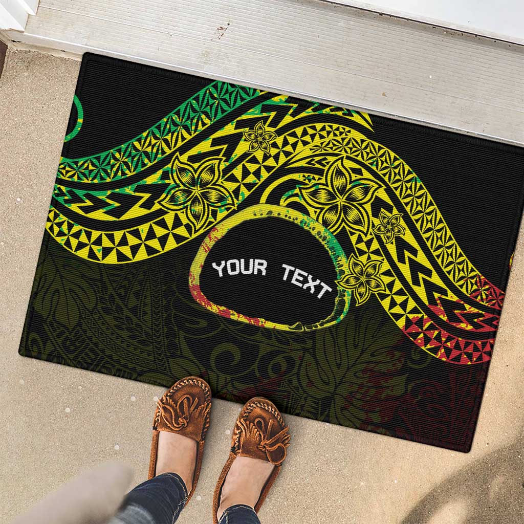 Personalised Nukuoro Atoll Rubber Doormat Polynesian Tattoo Curves Reggae Version