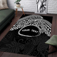Personalised Pohnpei Nukuoro Micronesia Area Rug Polynesian Tattoo Curves Black Version LT14 Black - Polynesian Pride