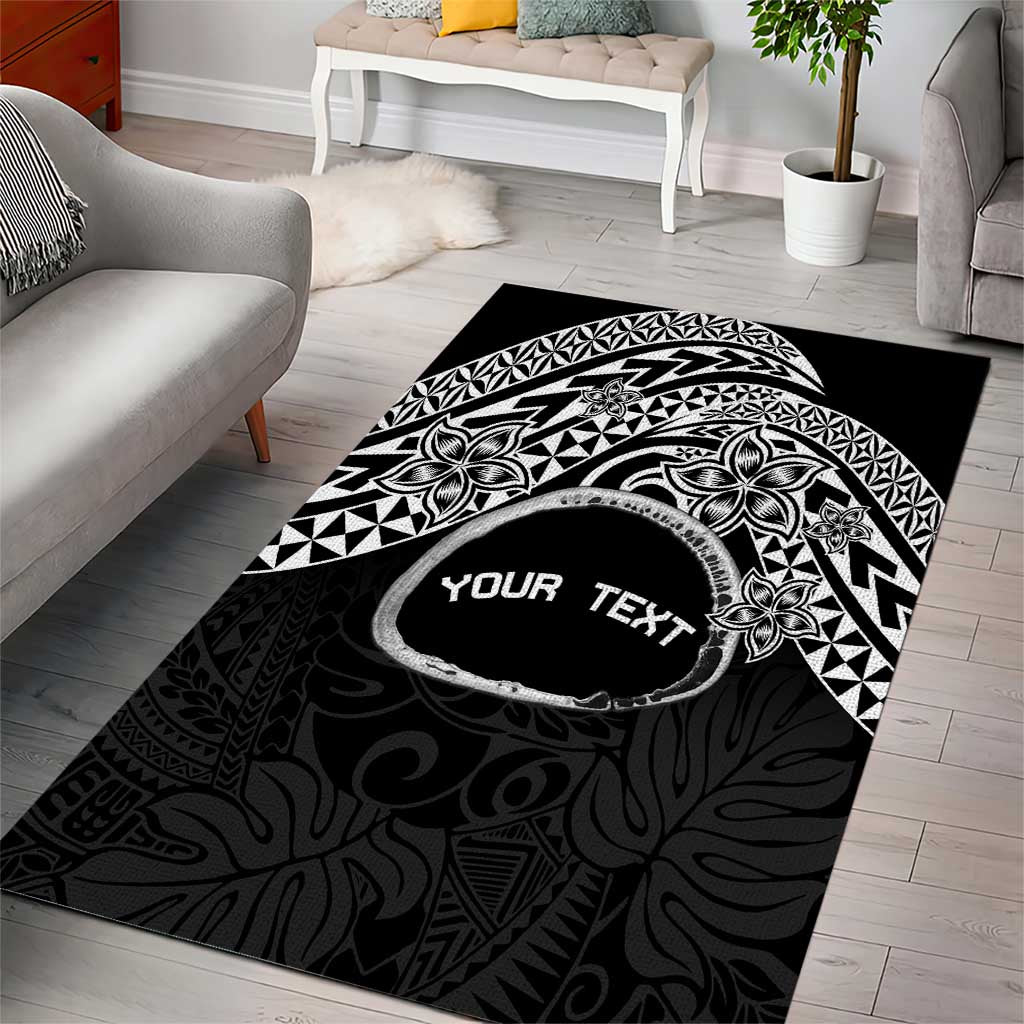 Personalised Pohnpei Nukuoro Micronesia Area Rug Polynesian Tattoo Curves Black Version LT14 - Polynesian Pride