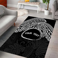 Personalised Pohnpei Nukuoro Micronesia Area Rug Polynesian Tattoo Curves Black Version LT14 - Polynesian Pride