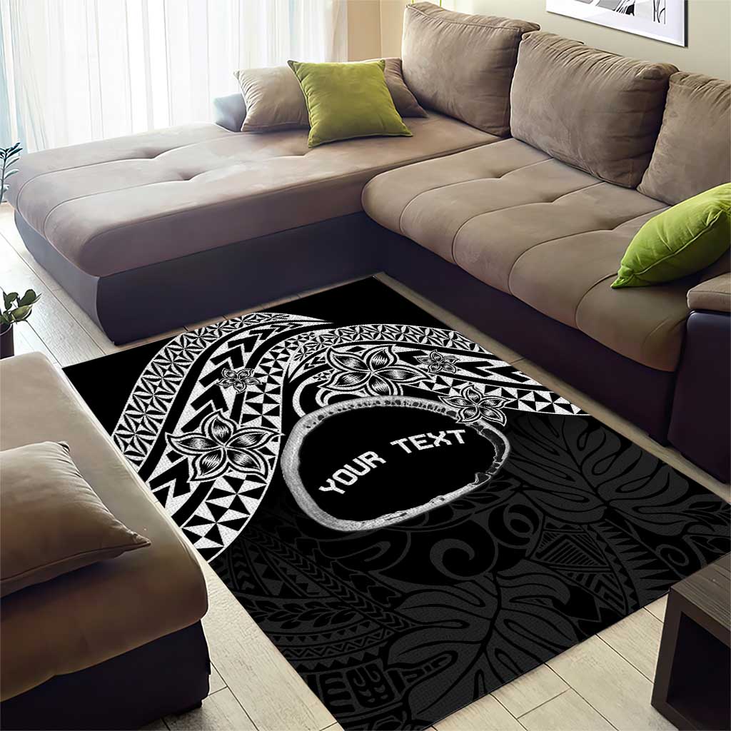 Personalised Pohnpei Nukuoro Micronesia Area Rug Polynesian Tattoo Curves Black Version LT14 - Polynesian Pride