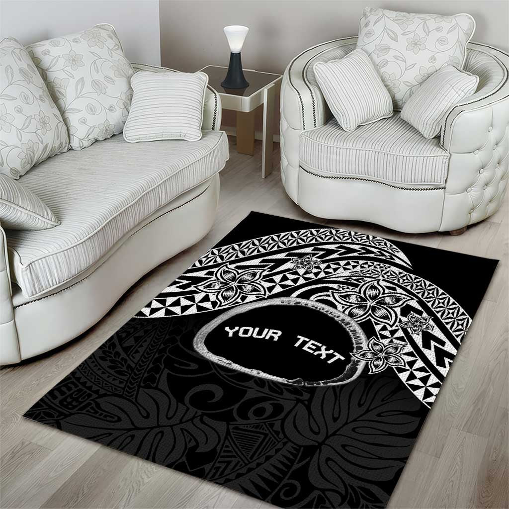 Personalised Pohnpei Nukuoro Micronesia Area Rug Polynesian Tattoo Curves Black Version LT14 - Polynesian Pride