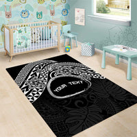 Personalised Pohnpei Nukuoro Micronesia Area Rug Polynesian Tattoo Curves Black Version LT14 - Polynesian Pride