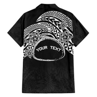 Personalised Pohnpei Nukuoro Micronesia Family Matching Long Sleeve Bodycon Dress and Hawaiian Shirt Polynesian Tattoo Curves Black Version LT14 - Polynesian Pride