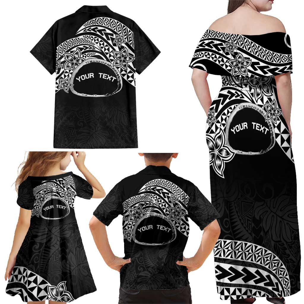 Personalised Pohnpei Nukuoro Micronesia Family Matching Off Shoulder Maxi Dress and Hawaiian Shirt Polynesian Tattoo Curves Black Version LT14 - Polynesian Pride
