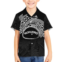 Personalised Pohnpei Nukuoro Micronesia Family Matching Off Shoulder Maxi Dress and Hawaiian Shirt Polynesian Tattoo Curves Black Version LT14 Son's Shirt Black - Polynesian Pride