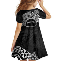 Personalised Pohnpei Nukuoro Micronesia Family Matching Off Shoulder Short Dress and Hawaiian Shirt Polynesian Tattoo Curves Black Version LT14 - Polynesian Pride