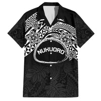 Personalised Pohnpei Nukuoro Micronesia Family Matching Off Shoulder Short Dress and Hawaiian Shirt Polynesian Tattoo Curves Black Version LT14 Dad's Shirt - Short Sleeve Black - Polynesian Pride