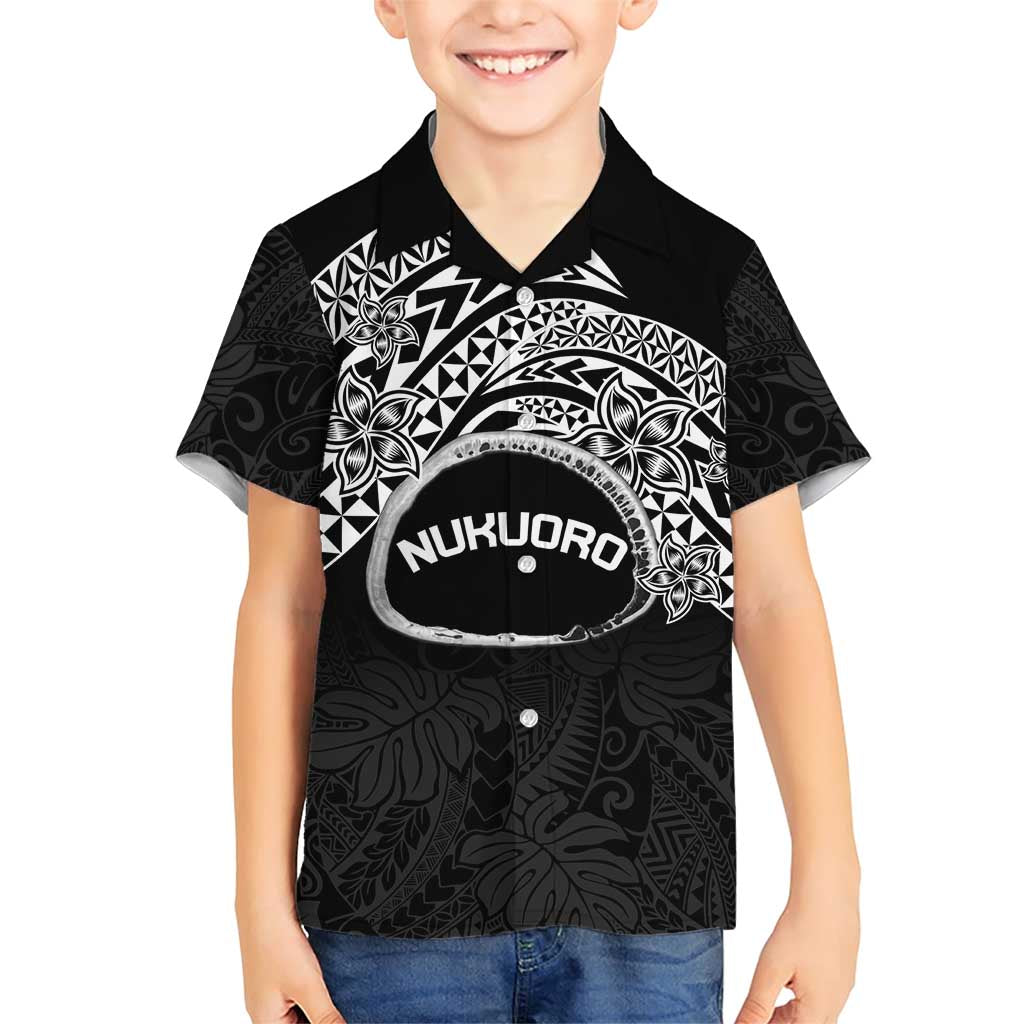 Personalised Pohnpei Nukuoro Micronesia Family Matching Short Sleeve Bodycon Dress and Hawaiian Shirt Polynesian Tattoo Curves Black Version LT14 Son's Shirt Black - Polynesian Pride