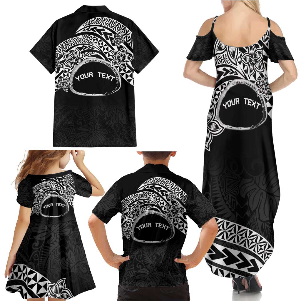 Personalised Pohnpei Nukuoro Micronesia Family Matching Summer Maxi Dress and Hawaiian Shirt Polynesian Tattoo Curves Black Version LT14 - Polynesian Pride