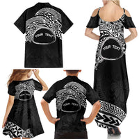 Personalised Pohnpei Nukuoro Micronesia Family Matching Summer Maxi Dress and Hawaiian Shirt Polynesian Tattoo Curves Black Version LT14 - Polynesian Pride