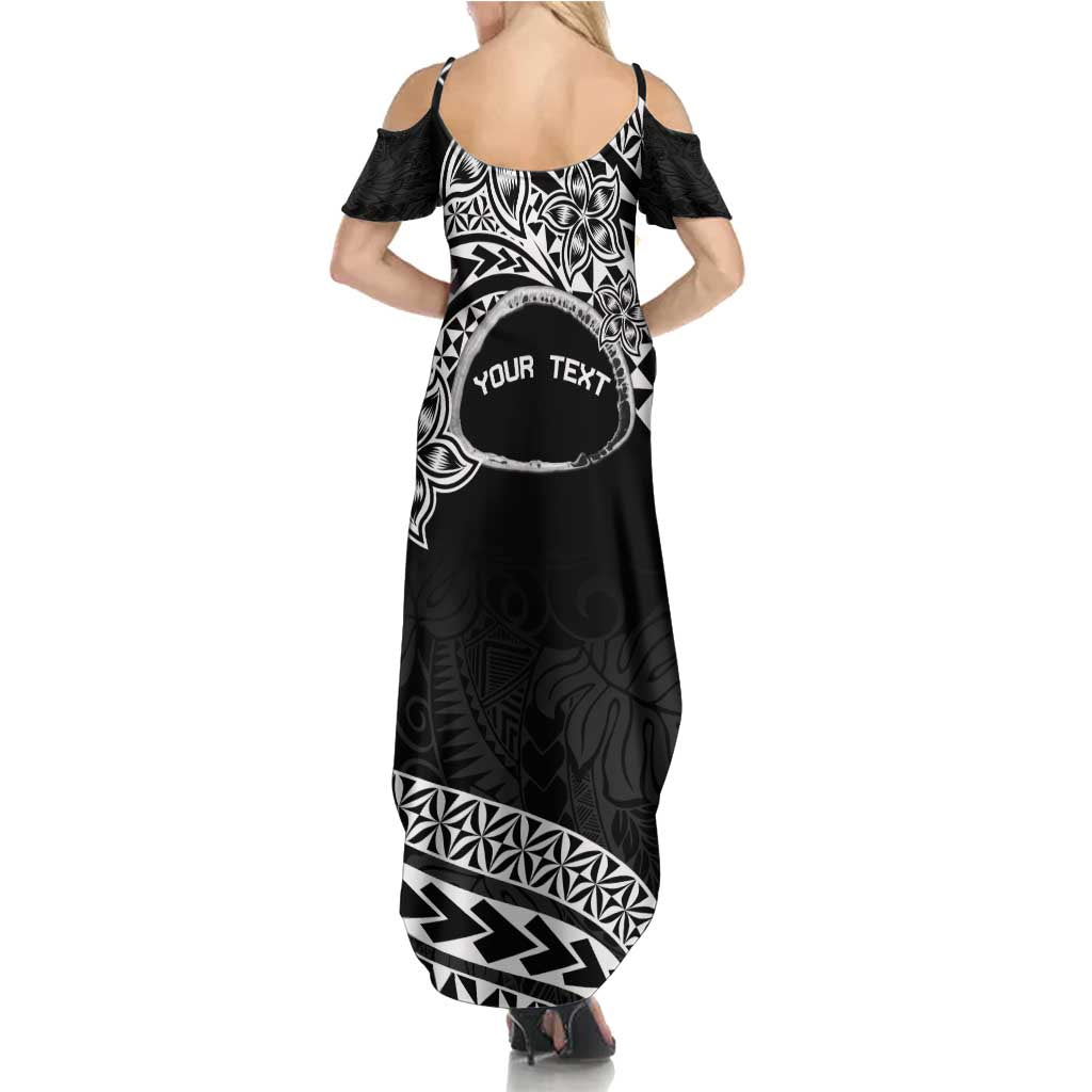 Personalised Pohnpei Nukuoro Micronesia Family Matching Summer Maxi Dress and Hawaiian Shirt Polynesian Tattoo Curves Black Version LT14 - Polynesian Pride