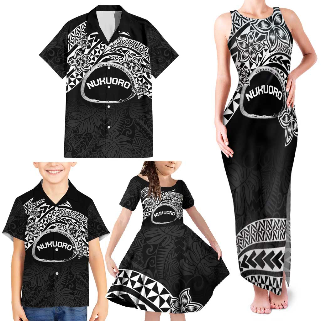 Personalised Pohnpei Nukuoro Micronesia Family Matching Tank Maxi Dress and Hawaiian Shirt Polynesian Tattoo Curves Black Version LT14 - Polynesian Pride