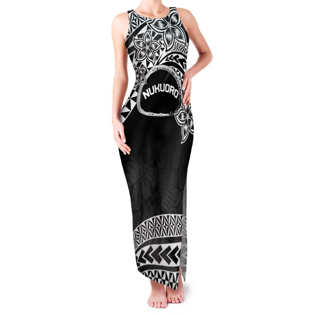 Personalised Pohnpei Nukuoro Micronesia Family Matching Tank Maxi Dress and Hawaiian Shirt Polynesian Tattoo Curves Black Version LT14 Mom's Dress Black - Polynesian Pride