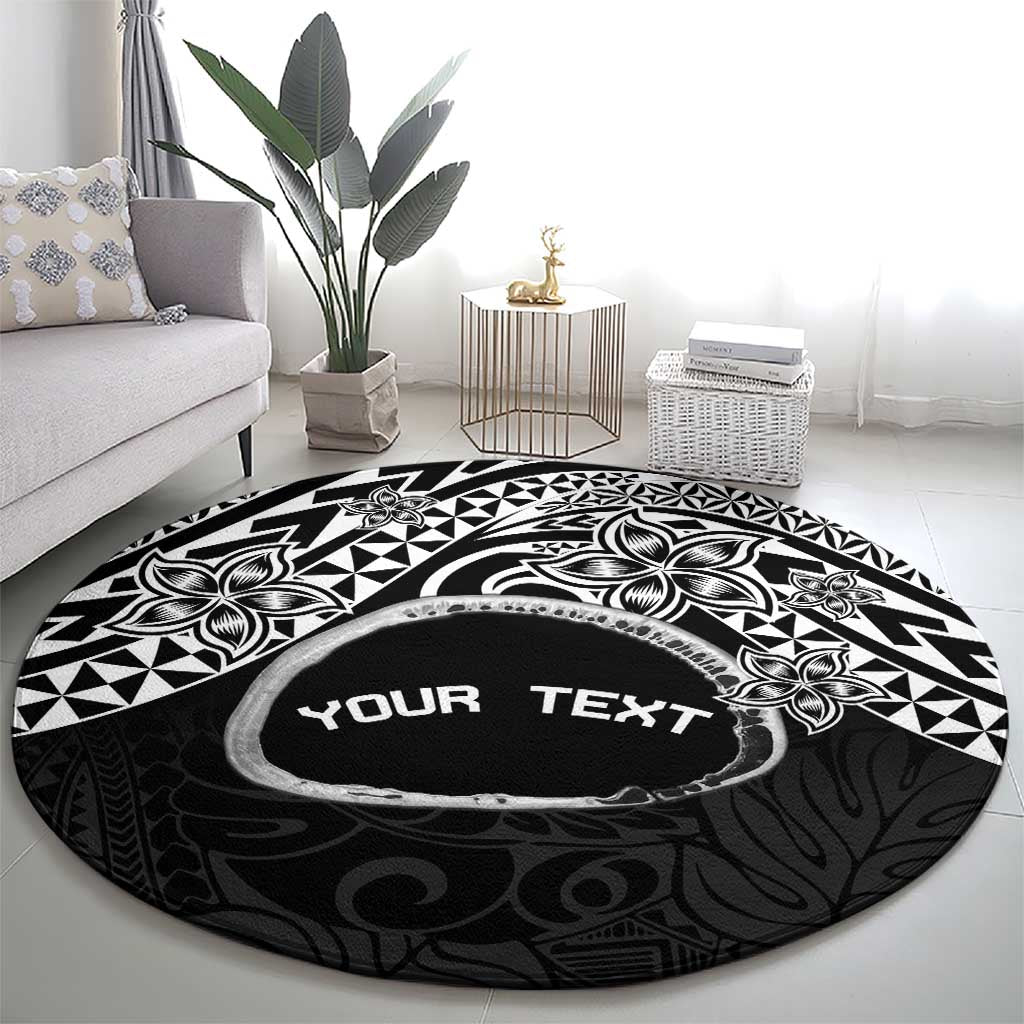 Personalised Pohnpei Nukuoro Micronesia Round Carpet Polynesian Tattoo Curves Black Version LT14 - Polynesian Pride