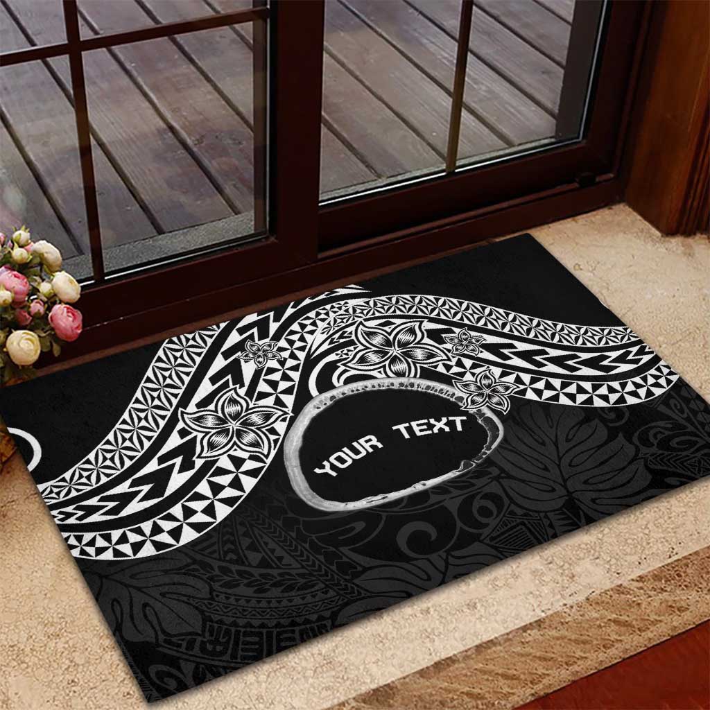 Personalised Pohnpei Nukuoro Micronesia Rubber Doormat Polynesian Tattoo Curves Black Version LT14 - Polynesian Pride