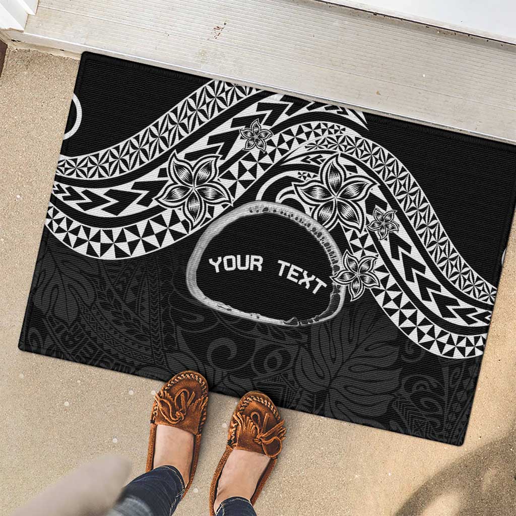 Personalised Pohnpei Nukuoro Micronesia Rubber Doormat Polynesian Tattoo Curves Black Version LT14 - Polynesian Pride