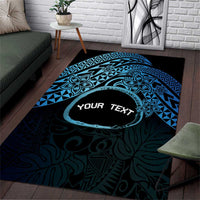 Personalised Pohnpei Nukuoro Micronesia Area Rug Polynesian Tattoo Curves Blue Version LT14 Blue - Polynesian Pride