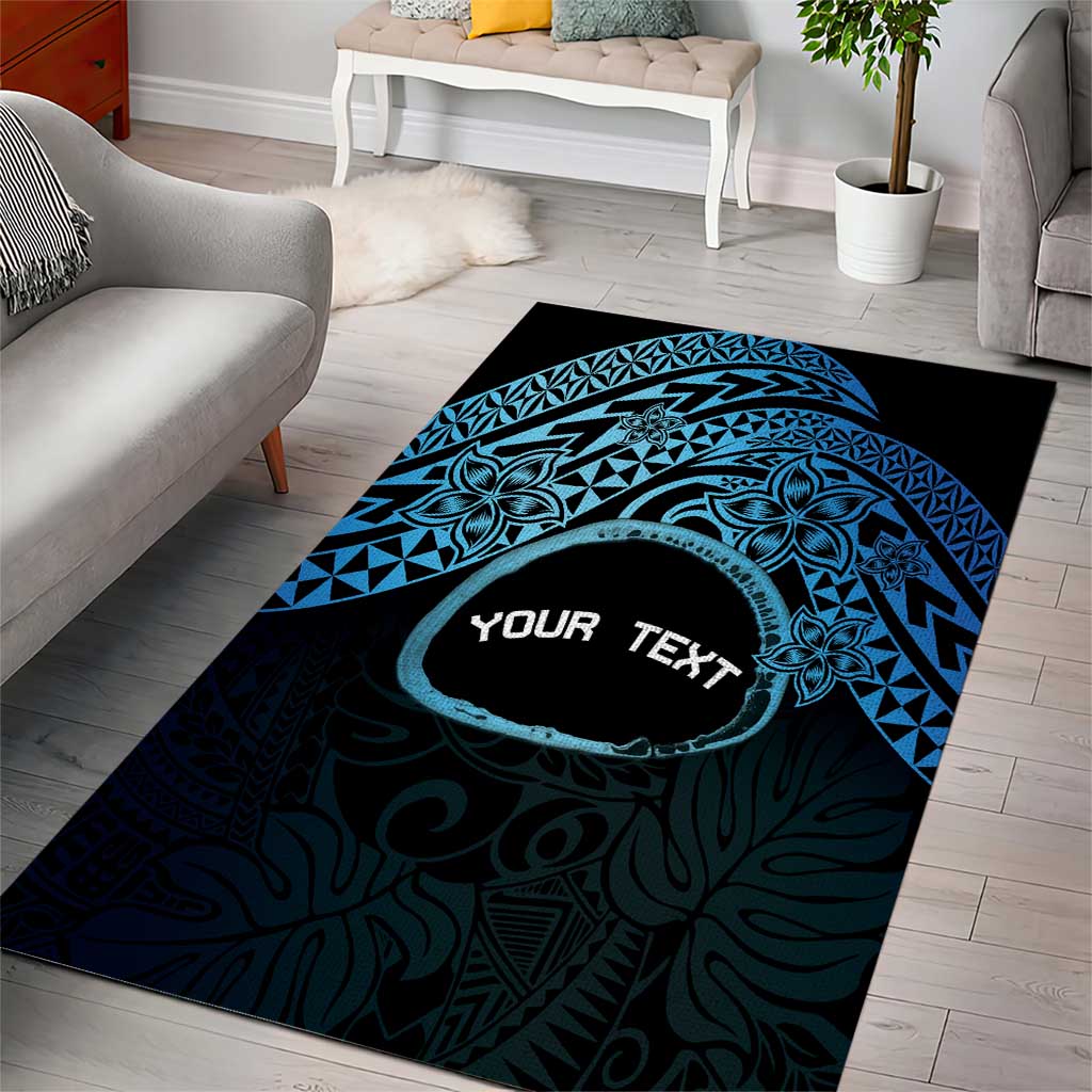 Personalised Pohnpei Nukuoro Micronesia Area Rug Polynesian Tattoo Curves Blue Version LT14 - Polynesian Pride