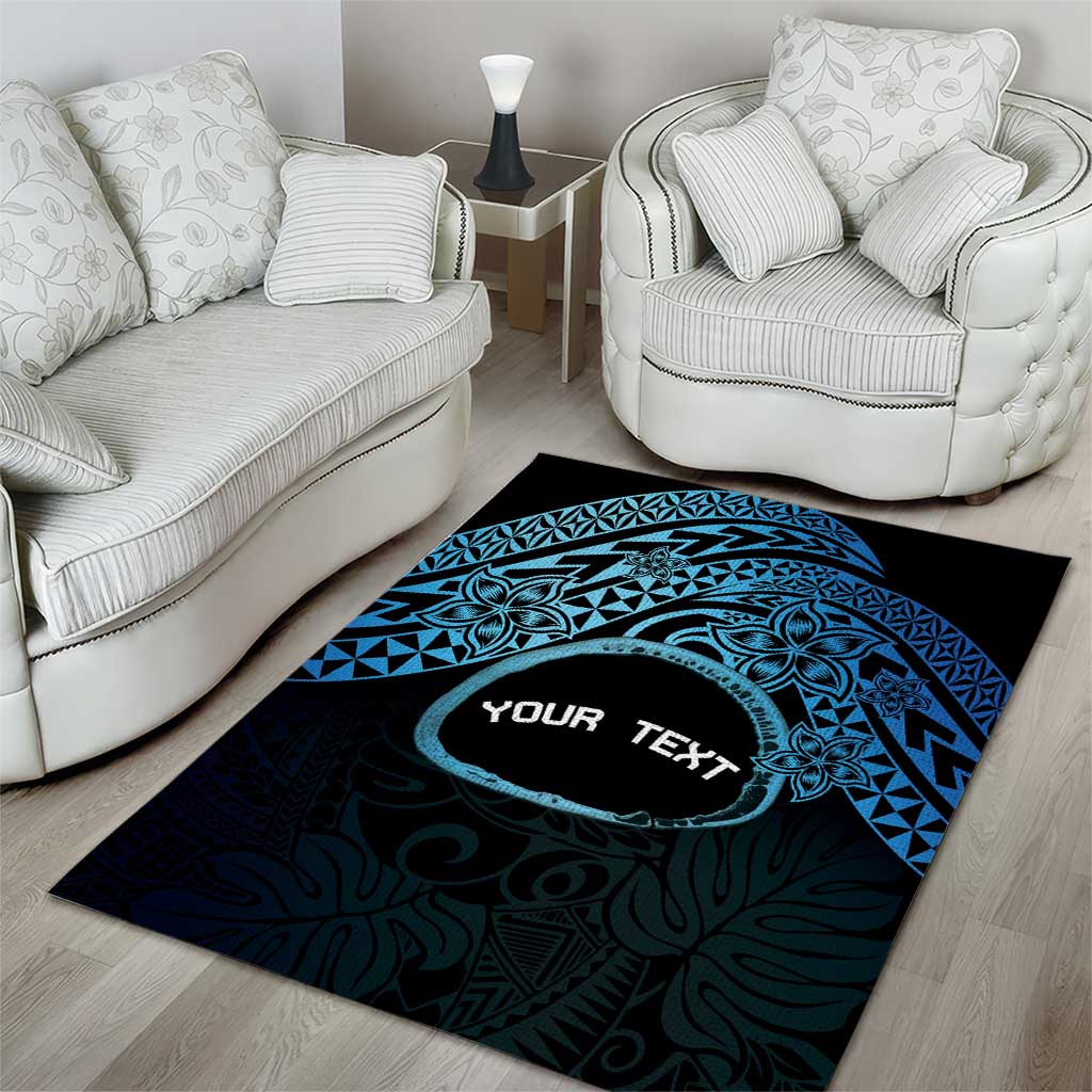Personalised Pohnpei Nukuoro Micronesia Area Rug Polynesian Tattoo Curves Blue Version LT14 - Polynesian Pride