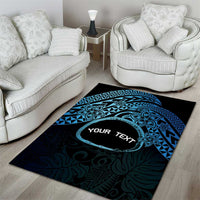 Personalised Pohnpei Nukuoro Micronesia Area Rug Polynesian Tattoo Curves Blue Version LT14 - Polynesian Pride