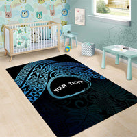 Personalised Pohnpei Nukuoro Micronesia Area Rug Polynesian Tattoo Curves Blue Version LT14 - Polynesian Pride