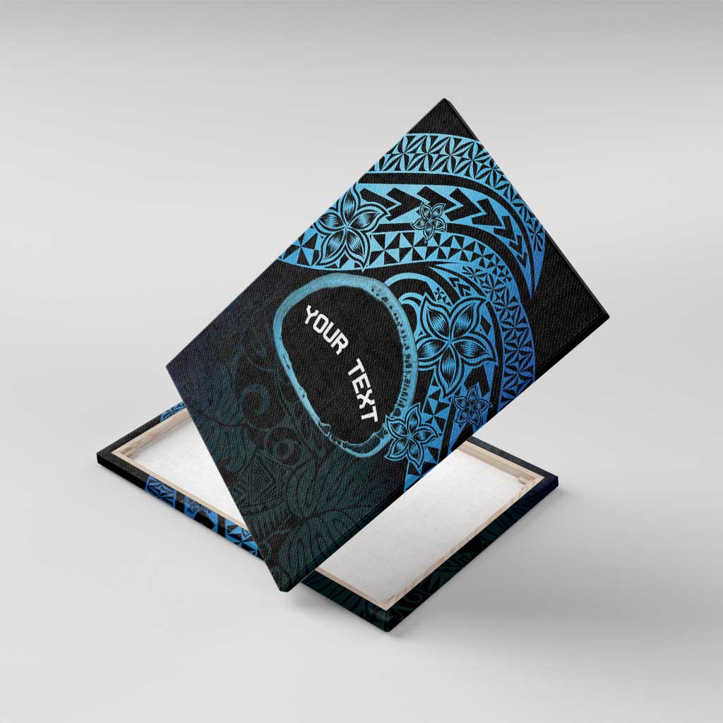 Personalised Pohnpei Nukuoro Micronesia Canvas Wall Art Polynesian Tattoo Curves Blue Version