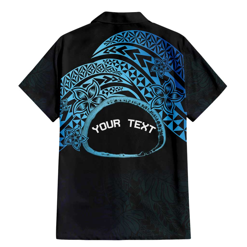 Personalised Pohnpei Nukuoro Micronesia Family Matching Mermaid Dress and Hawaiian Shirt Polynesian Tattoo Curves Blue Version LT14 - Polynesian Pride