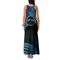 Personalised Pohnpei Nukuoro Micronesia Family Matching Tank Maxi Dress and Hawaiian Shirt Polynesian Tattoo Curves Blue Version LT14 - Polynesian Pride